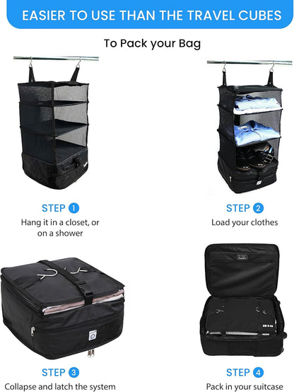 Packing Organizer for Luggage, Portable Hanging Travel Shelves
