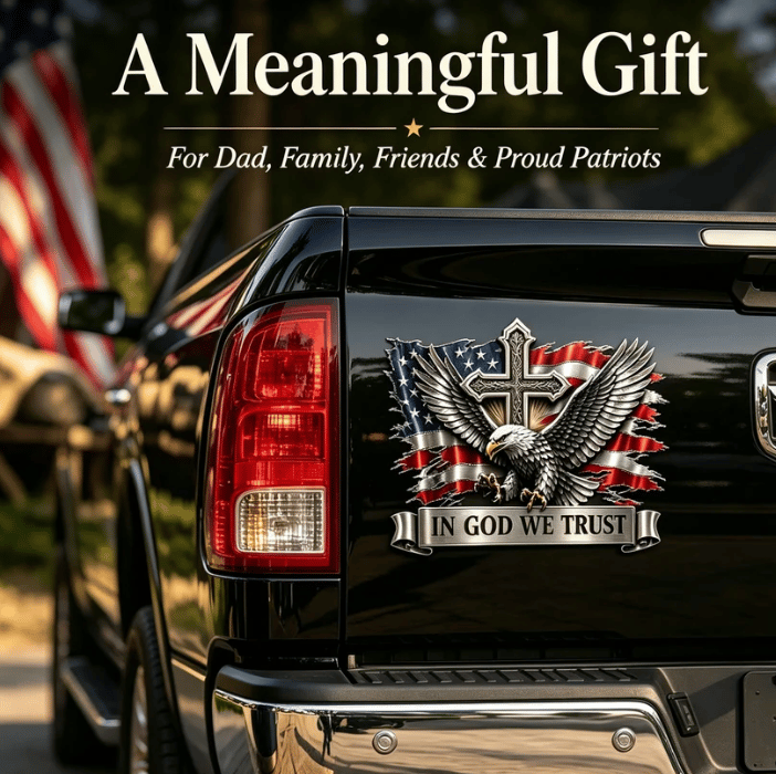 🦅In God We Trust Bald Eagle American Flag 3D Metal Car Emblem Badge