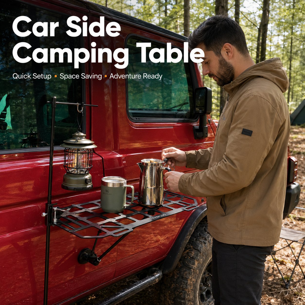 Heavy-Duty Magnetic Vehicle Side Table | Portable Grid Camp Desk