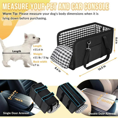 Must-Have Center Console Dog Car Seat - Anxiety Relief Small Pet Booster Seat