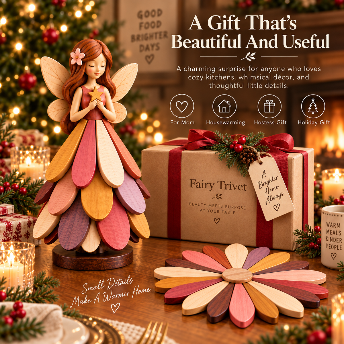 🔥 Last Day 50% OFF-🧚 Fairy Bloom Trivet – Folding Fairy Décor & Heat-Resistant Table Protector