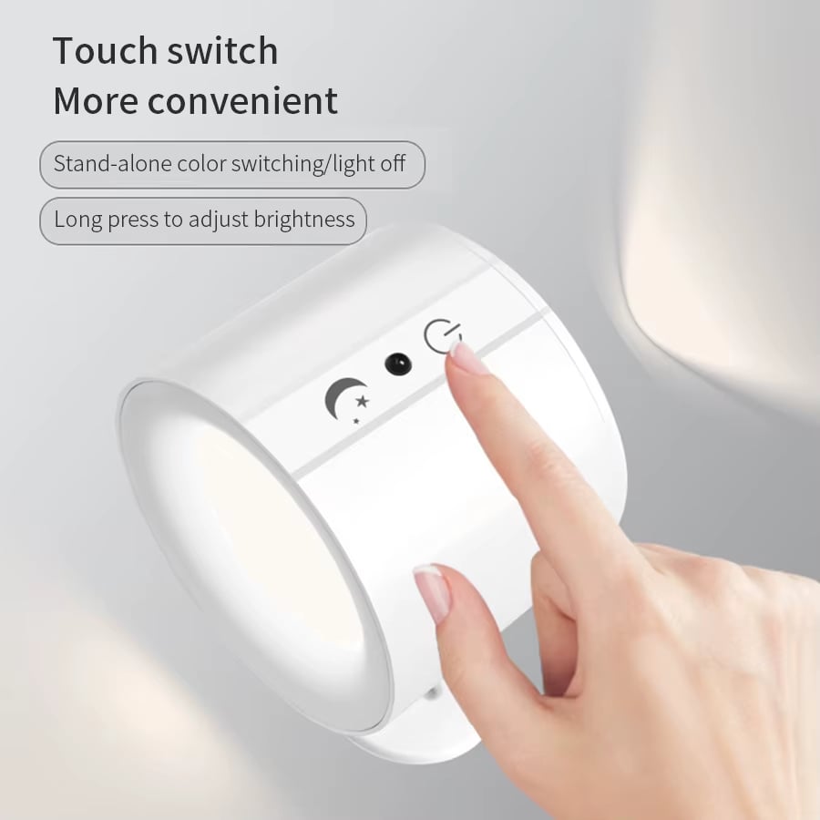 2 Pack 360° Rotatable Rechargeable Touch Wall Lamp with Double Sided Light Source