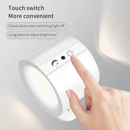 2 Pack 360° Rotatable Rechargeable Touch Wall Lamp with Double Sided Light Source