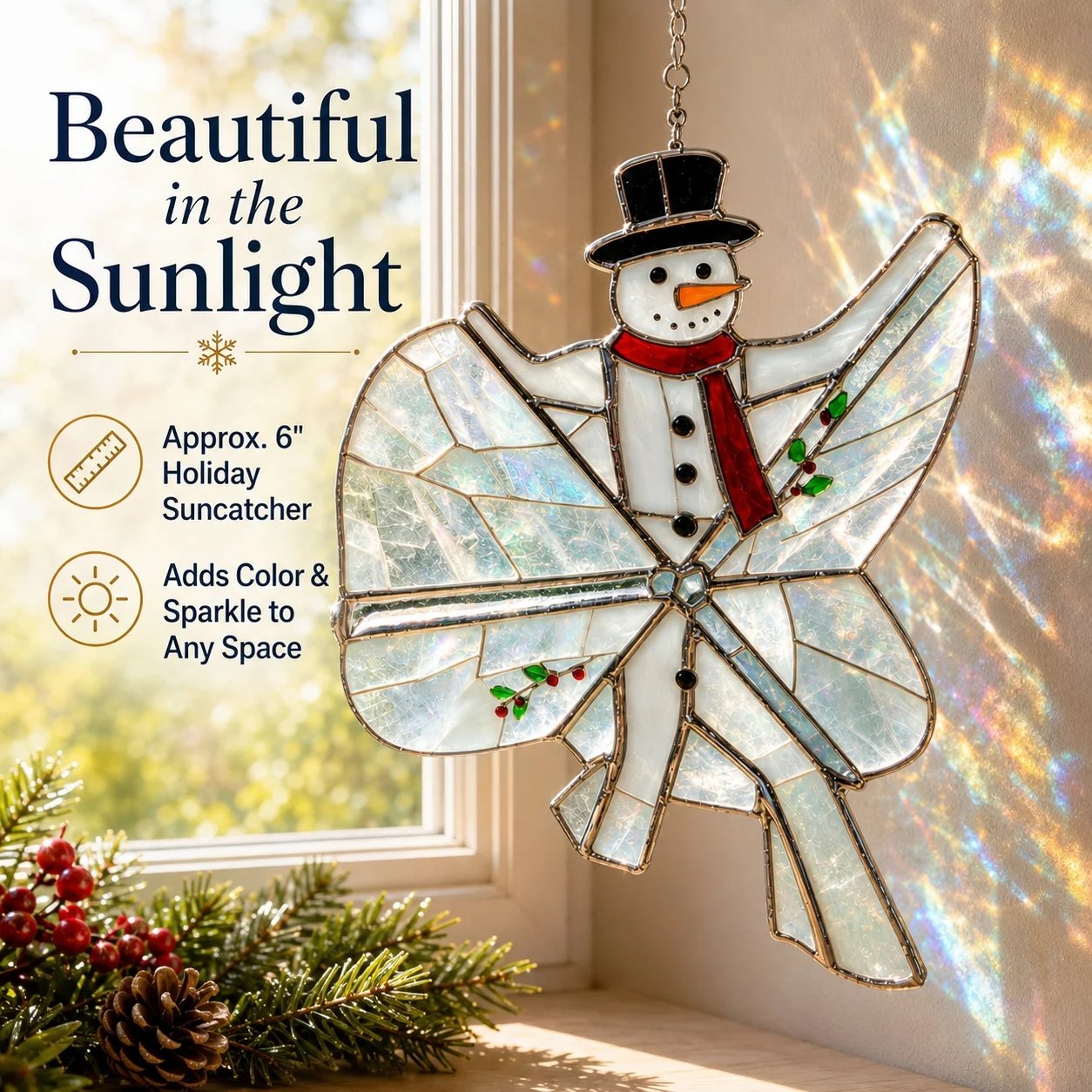 🎄Beginner-Friendly 3D Christmas Iridescent Suncatcher DIY Kit | Complete Kit with Glass-Style Panels, Metal Frames, Hanging Chain, Tools & Step-by-Step Guide Included 💕
