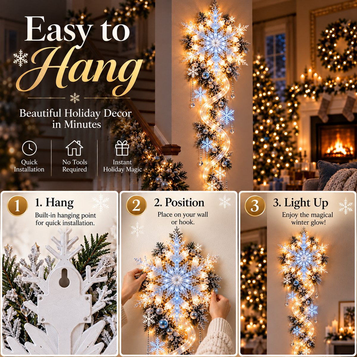 🔥Last Day 49% OFF🔥❄️ Giant Snowflake Blizzard Trail™- Let the Snowstorm Glow Indoors