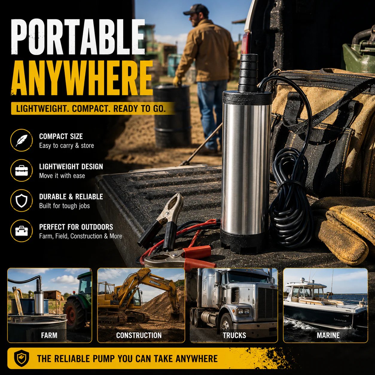 🔥Father's Day Sale 49% OFF🚜 DC 12V Portable Submersible Fuel Transfer Pump