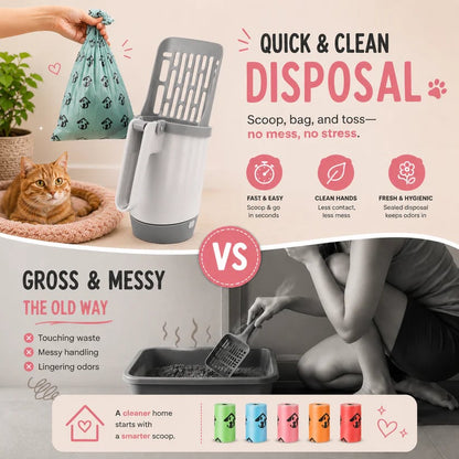All-In-One Portable Cat Litter Scoop with Built-In Waste Bag Storage 🐱💩