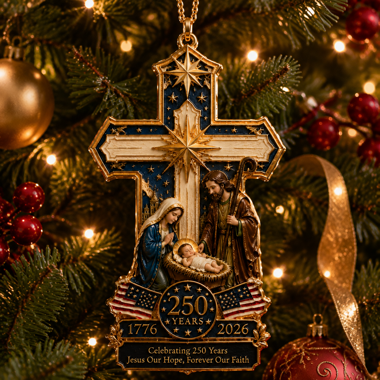 🔥Cross-Shaped Jesus Nativity Christmas Tree Ornament