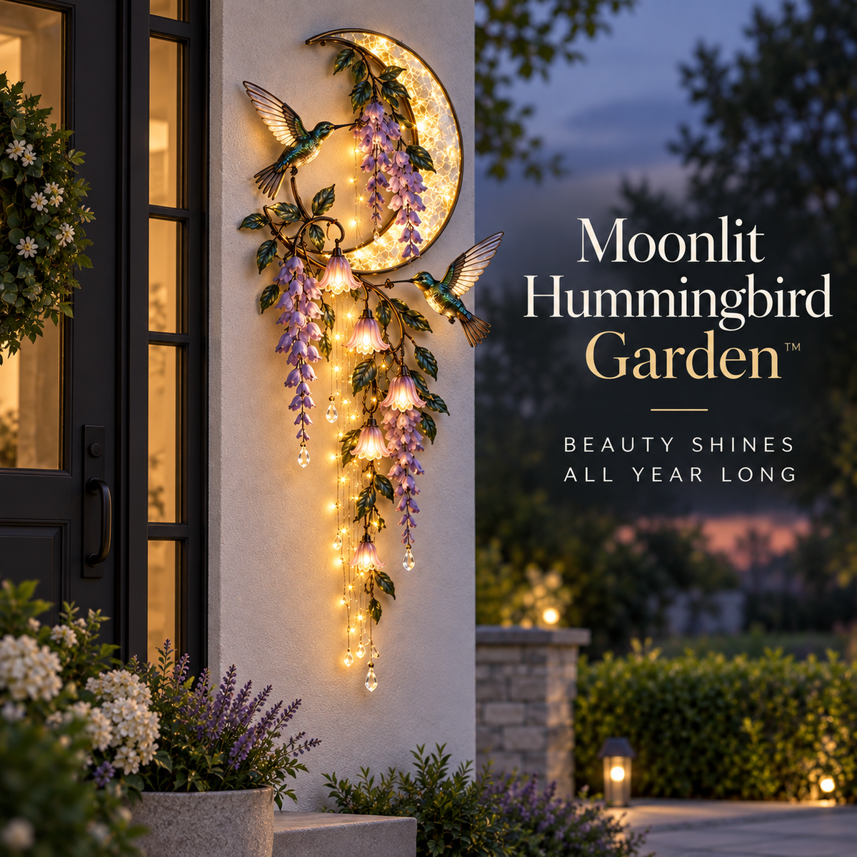 🐦🌸 Hummingbird Moonlight Cascade™ – Lighted Wisteria Wall Decor