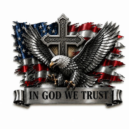 🦅In God We Trust Bald Eagle American Flag 3D Metal Car Emblem Badge