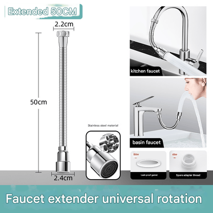 360° Swivel Faucet Extender with Anti-Splash Nozzle — Water-Saving Adapter for Kitchen & Bathroom