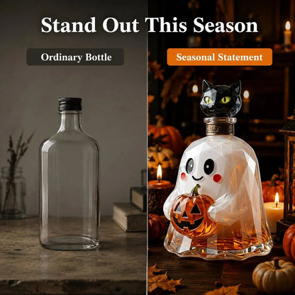 Ghost Pumpkin Halloween Decanter  🎃 🎃 Spooky Glass Whiskey Bottle