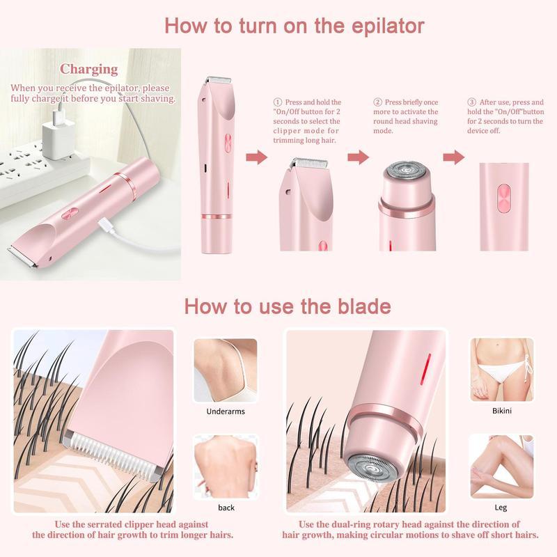 🎀Mother'S Day Gift, 2 in 1 Electric Hair Removal Tool Trimmer for Women