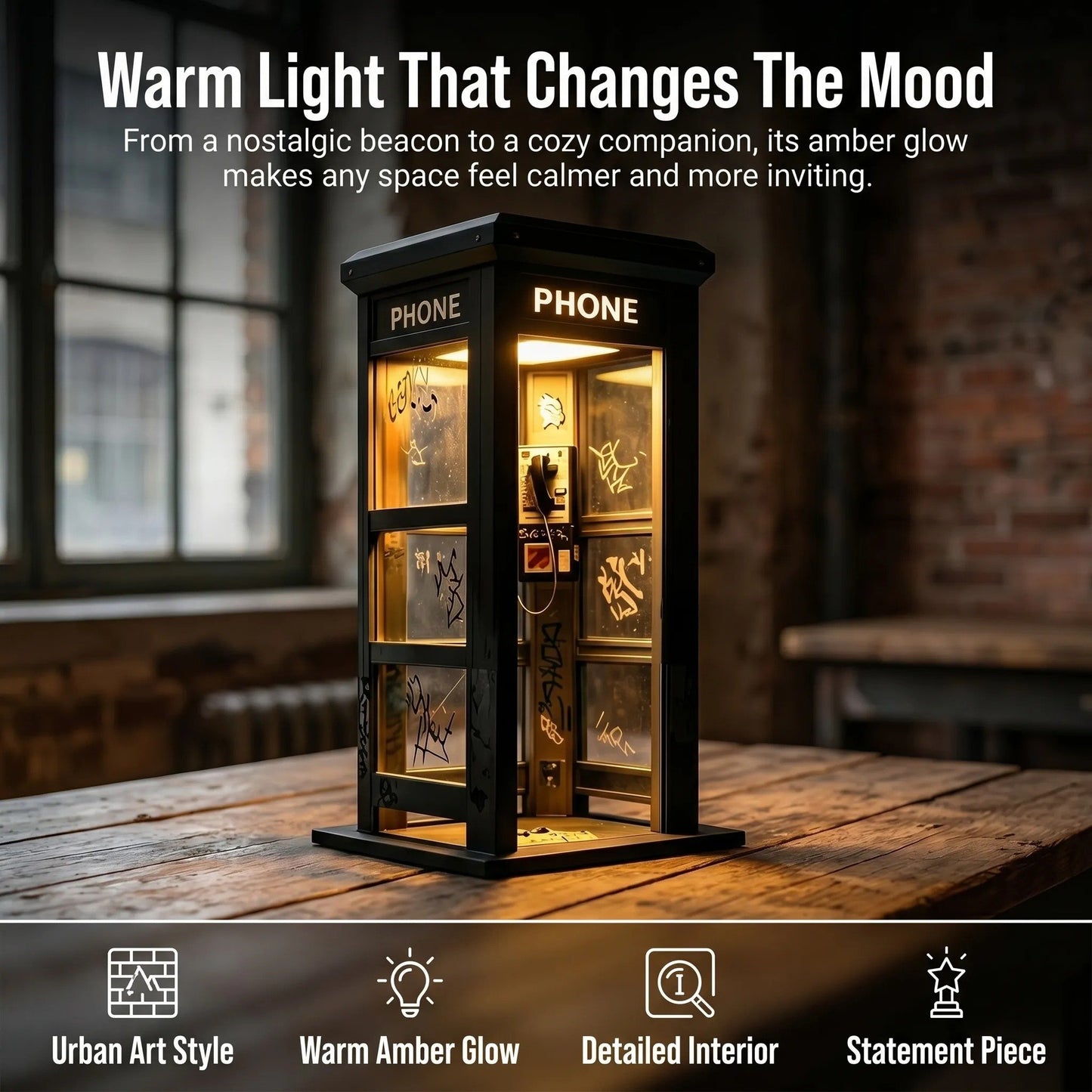✨Vintage telephone booth-shaped ambient lamp