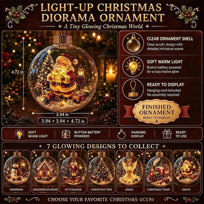 🎅Christmas Early Bird Sale🔥🎄 Glowing Christmas Diorama Ornament with LED Lights💡 – Handmade Holiday Village Display for Home & Tabletop Decor🎅❄️