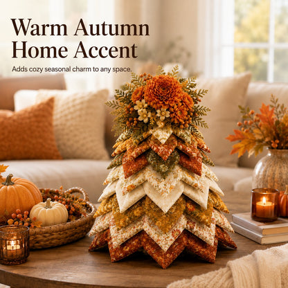 🍂 Beginner-Friendly DIY Fabric Patchwork Fall Tree Kit | Coordinated Autumn Fabrics, Cone Base, Securing Pins & Floral Topper Included 🌼✨