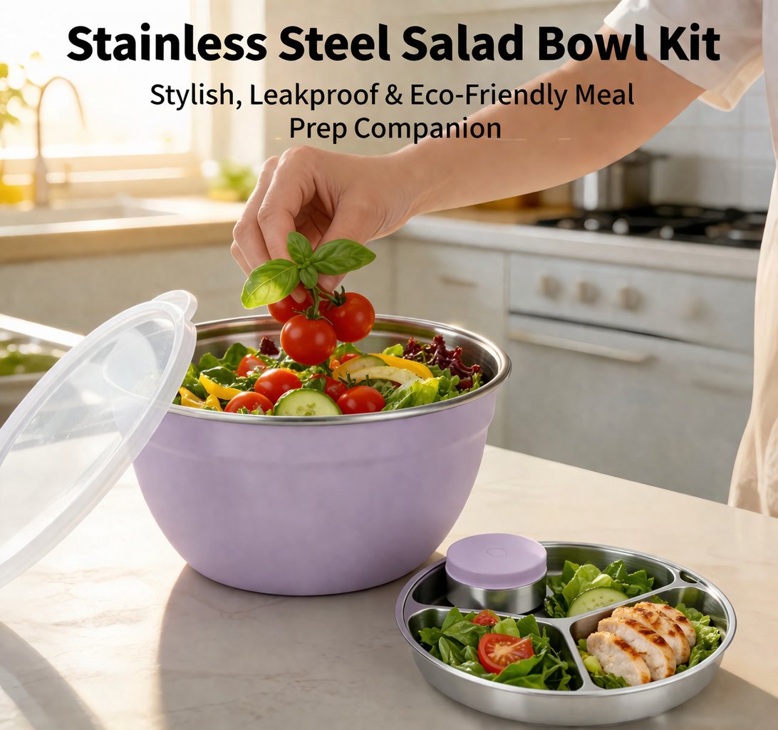 Stainless Steel Salad Bowl Kit🌱🍽️