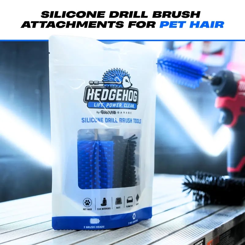 Hedgehog Silicone Pet Hair Drill Brush Set – Drill-Powered Silicone Brushes for Pet Hair, Carpet & Upholstery