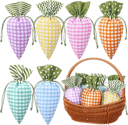 8/12/24Pcs Easter Carrot Drawstring Bags, Candy Gift Bags for Party & Egg Hunt