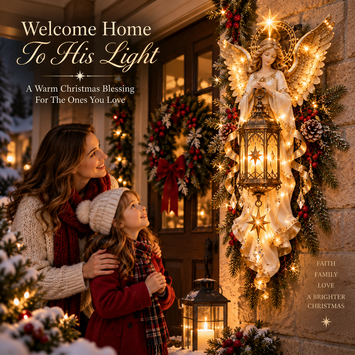 ✨ Angel Blessing Christmas Porch Light – A Warm Glow of Faith for Your Home