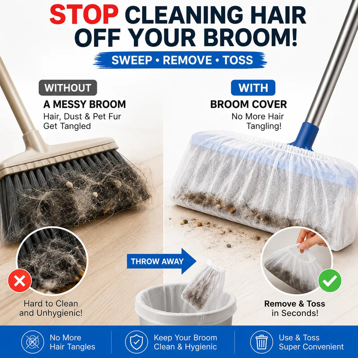 🧹✨100 PCS-Disposable Broom Dust Covers – Catch Dust & Hair as You Sweep!🍀