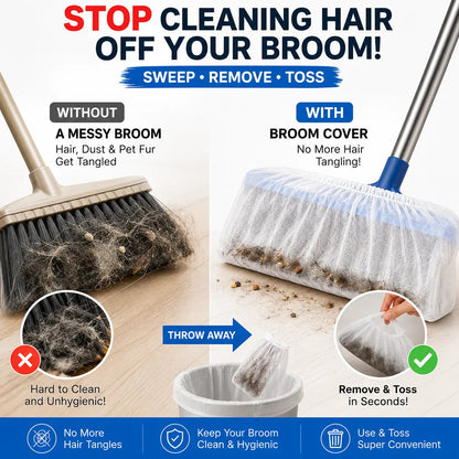🧹✨100 PCS-Disposable Broom Dust Covers – Catch Dust & Hair as You Sweep!🍀