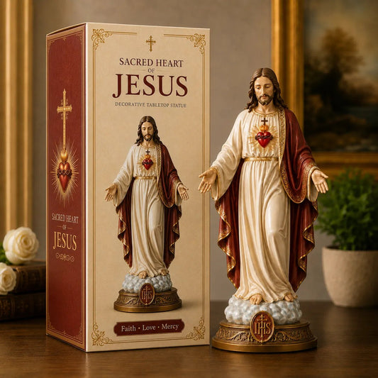 ✝️Sacred Heart & Blessed Mother Religious Statue Set – Elegant Christian Home Décor