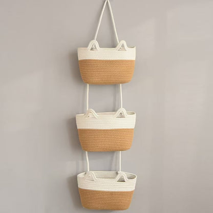 Decorative 3-Tier hanging organizer bag, over the door basket