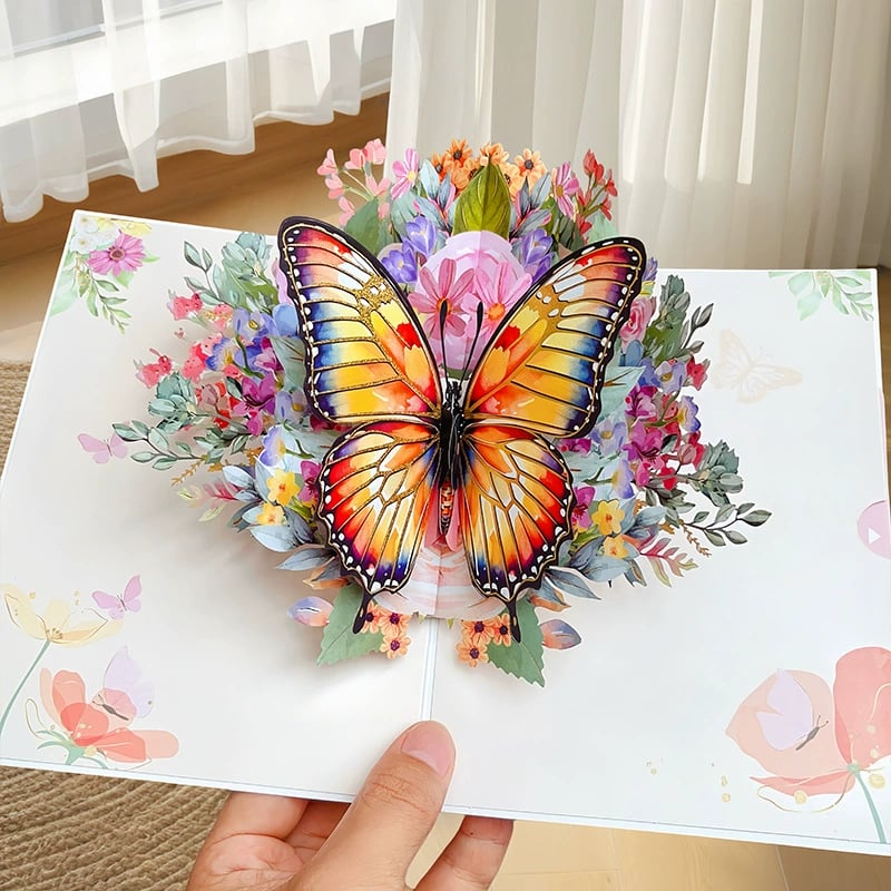 💟Mother's Day Sale🦋 Vibrant 3D  Butterfly & Daisy Pop-Up Greeting Card