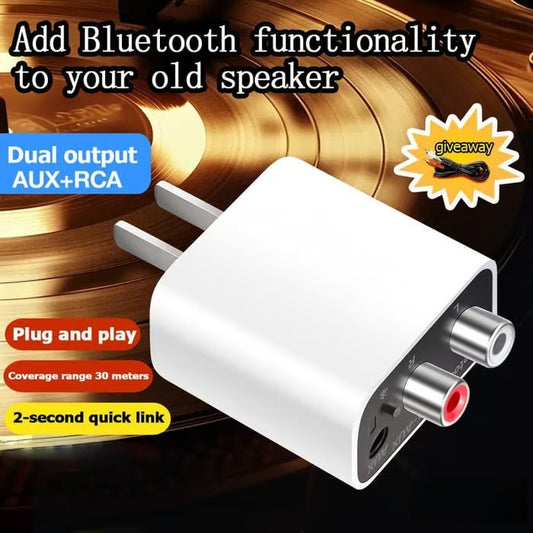Bluetooth 5.3 Receiver – Upgrade Old Speakers to Wireless Audio(Includes a 3.94-foot RCA-to-AUX cable)