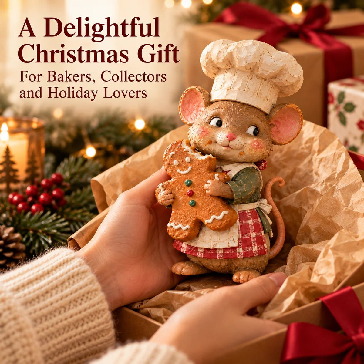 🍪 Gingerbread Mouse Baker — Whimsical Christmas Figurine🎁(📦Buy 2 Free Shipping)