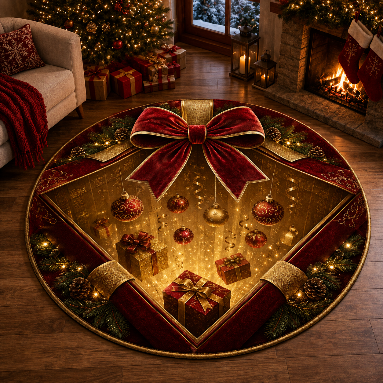 🎄 Christmas 3D Illusion Rug – Portal Floor Decor
