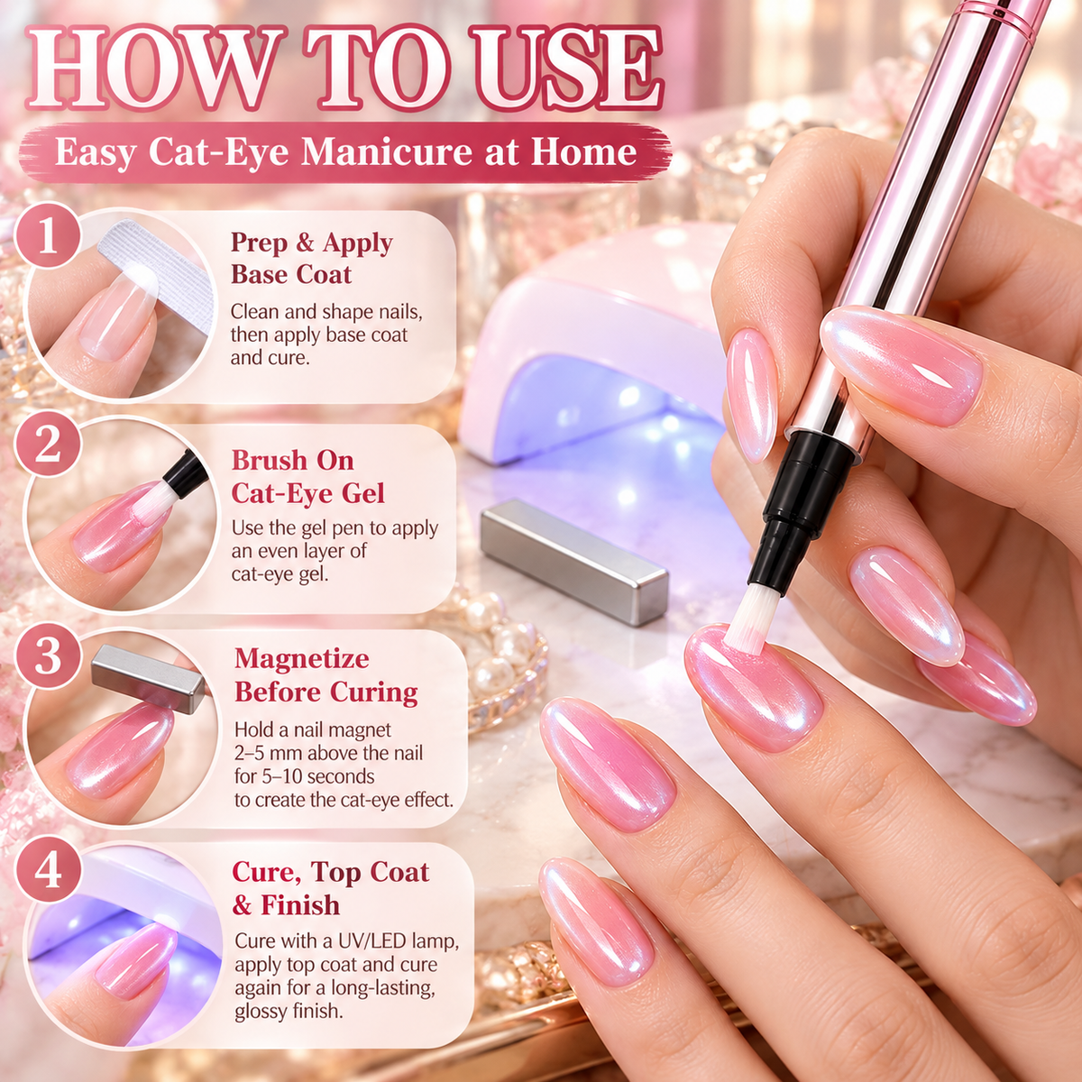 💅 6-in-1 Magnetic Cat-Eye Gel Nail Pen ✨ Salon-Style Nails at Home🍀