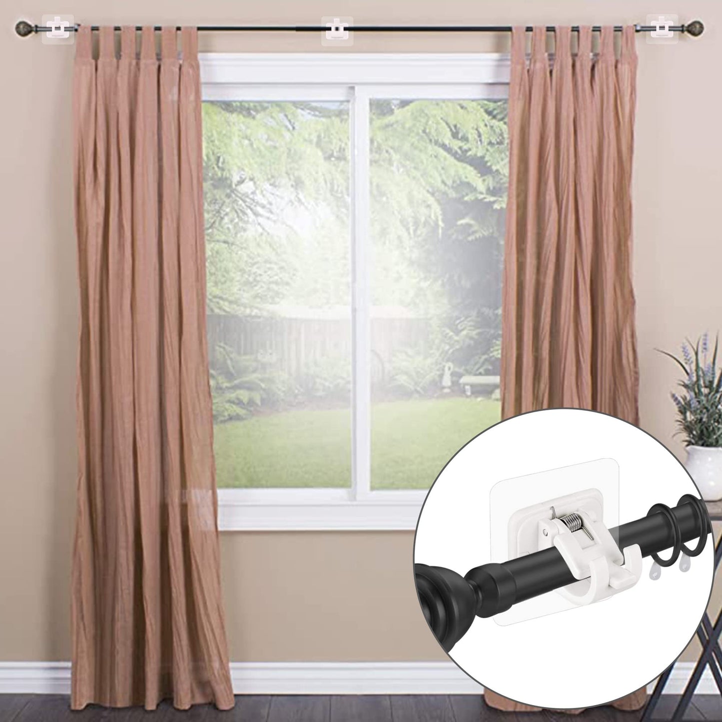 🔥LAST DAY 50% OFF-A set of 10 PCS Curtain Rod Brackets with Clips