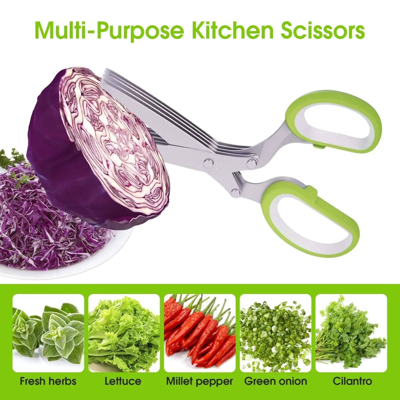 Multi purpose kitchen herb scissors