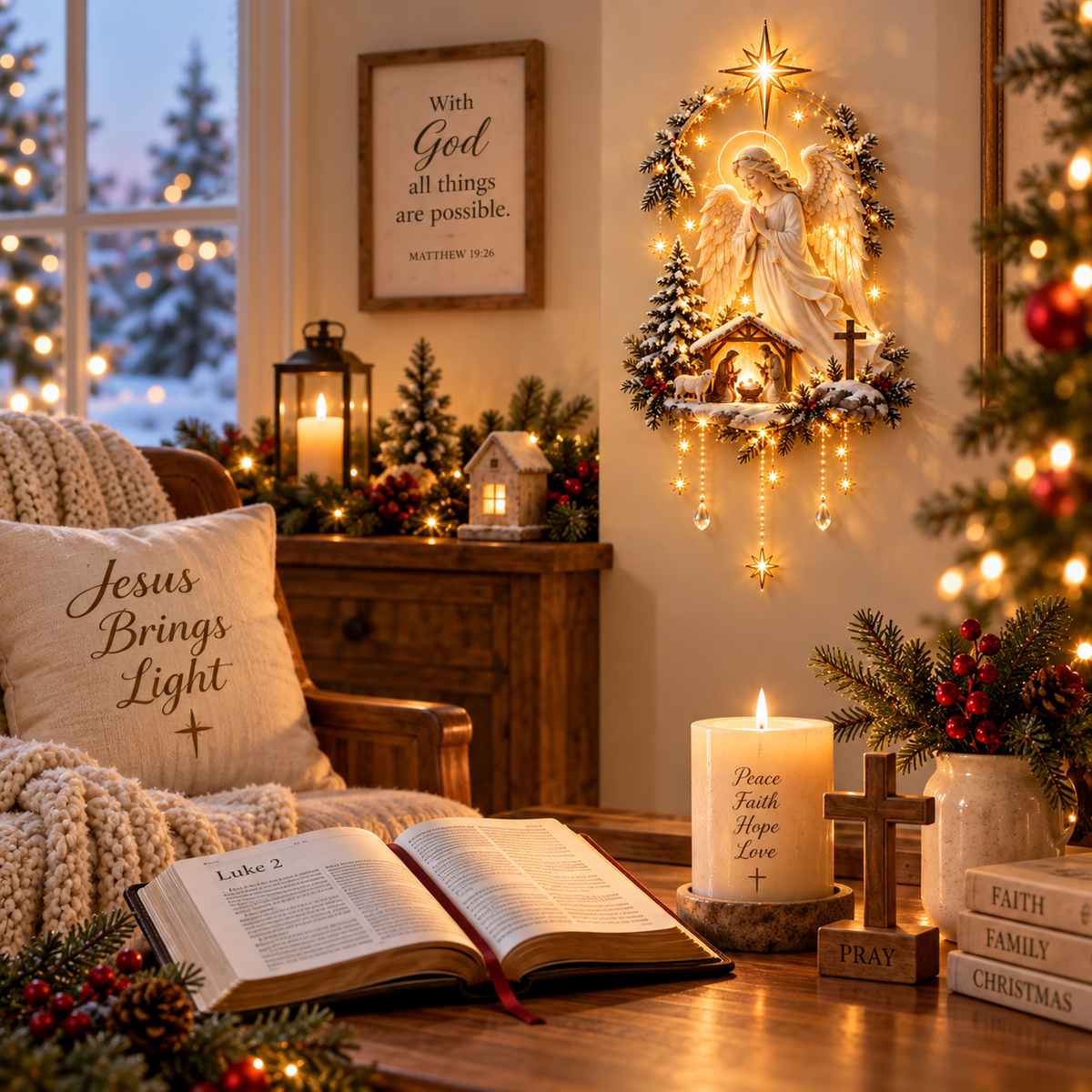 👼49% OFF - Angel Over Bethlehem™ – Lighted Nativity Wall Decor