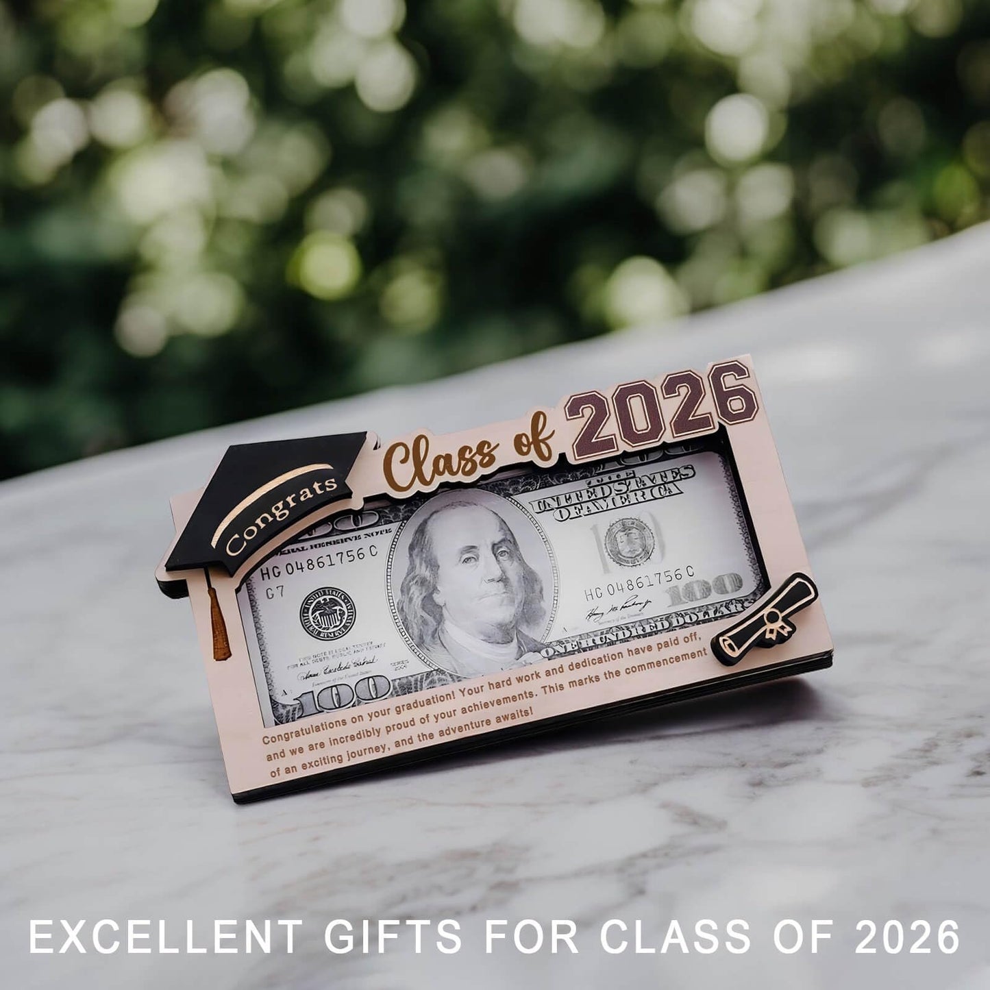 🎓Class of 2026 Graduation Wooden Money Holder for Cash & Gift Cards 🎁