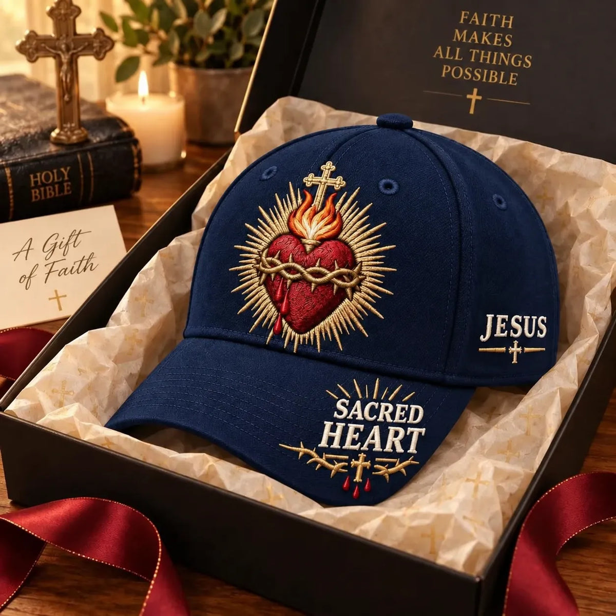 ❤️Sacred Heart of Jesus Faith Baseball Cap✝️Wear Your Faith. Carry His Love.