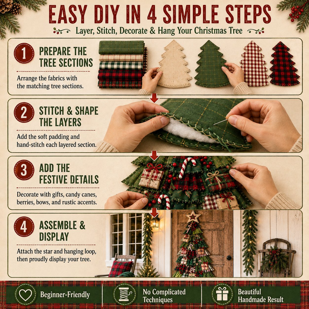 ⏳ Last Day 49% OFF – 🎄Beginner-Friendly DIY Oversized Patchwork Christmas Tree Door Hanging Kit | Complete Kit with All Tools & Step-by-Step Guide Included 💕