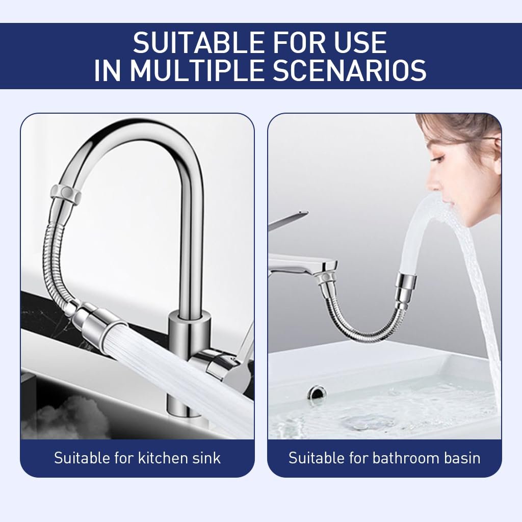 360° Swivel Faucet Extender with Anti-Splash Nozzle — Water-Saving Adapter for Kitchen & Bathroom