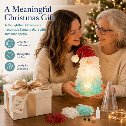 ⏳ Last Day 49% OFF – 🎅 Beginner-Friendly DIY Lighted Sea Glass Santa Christmas Decor Kit | Complete Kit with Sea Glass Pieces, Warm Fairy Lights & Step-by-Step Guide Included 💕