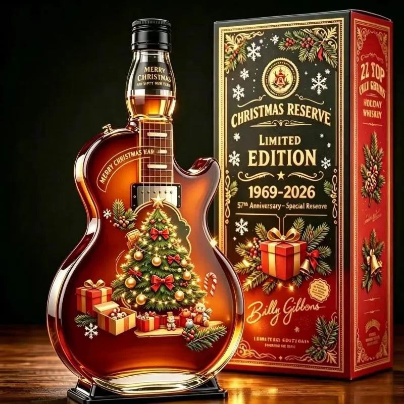 ⏳ Last Day 49% OFF – 🎸57th Anniversary Christmas Guitar Whiskey Decanter | Limited Edition 1969–2026 Winter Reserve Design With 3D Guitar Shape, Amber Glow Finish & Festive Holiday Artwork 🥃✨