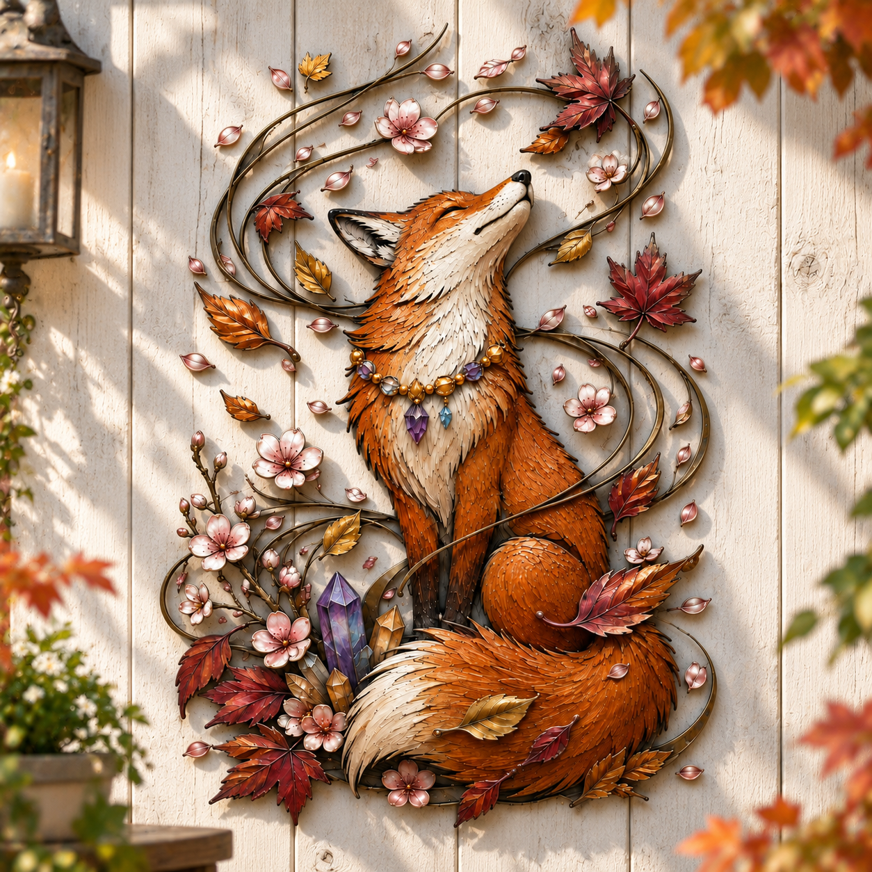 Enchanted Autumn Fox Metal Wall Decor