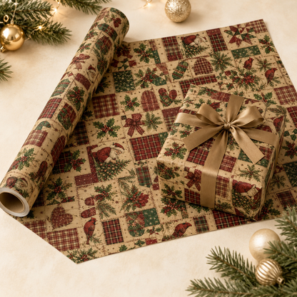 🎄Vintage Christmas gift wrapping Kraft paper, 43cm x 5 m Recyclable Kraft