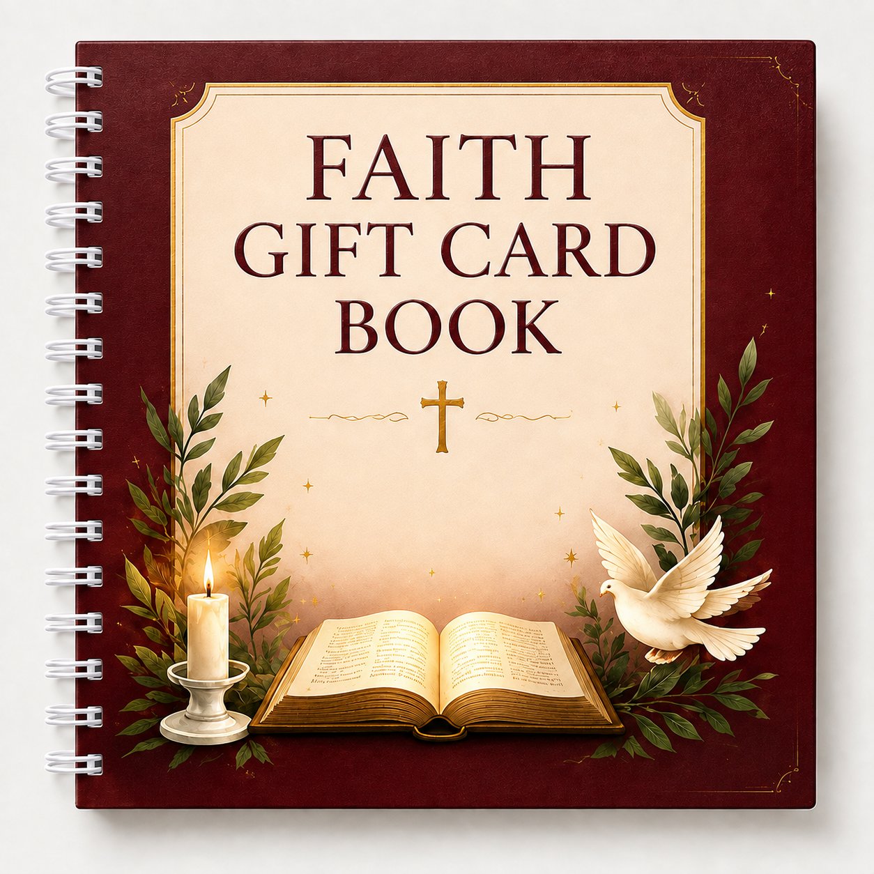 ✝️ FAITH GIFT CARD BOOK 📖 14 Themed Pages, Hardcover & Durability Line
