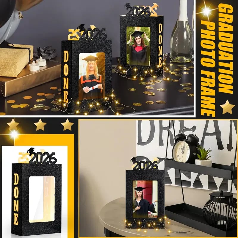 🔥Last Day 49% OFF - 4/8Pcs Graduation Centerpieces for Class of 2026 Fit 4x6in Photo | Fillable Picture Box