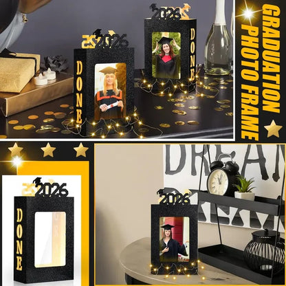 🔥Last Day 49% OFF - 4/8Pcs Graduation Centerpieces for Class of 2026 Fit 4x6in Photo | Fillable Picture Box