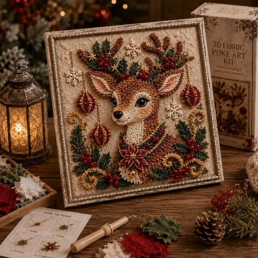 🎄 3D Christmas Fabric Poke Art Kit