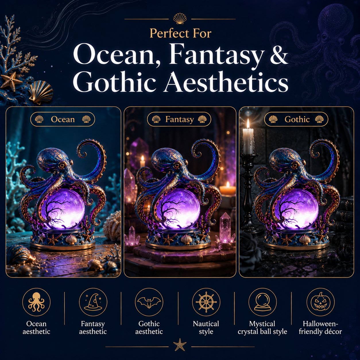 🐙 Deep Sea Octopus Crystal Ball Lamp