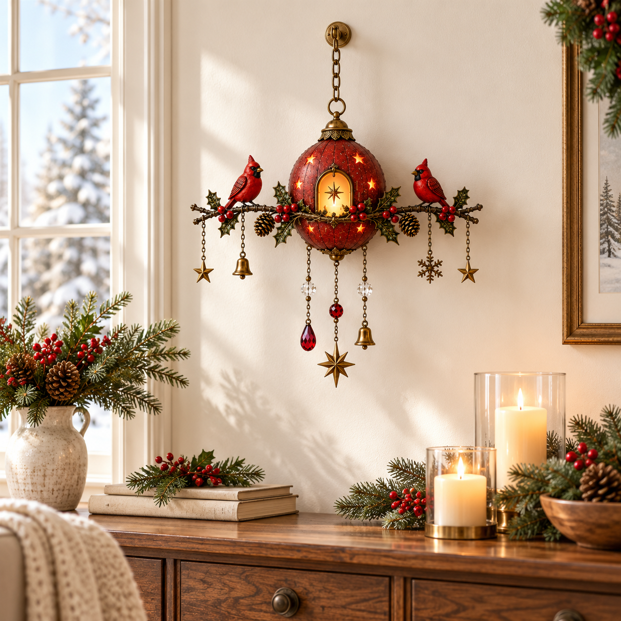 ✨✨Hot Sale 40% OFF✨Cardinal Christmas Candlelight Wall Hanging
